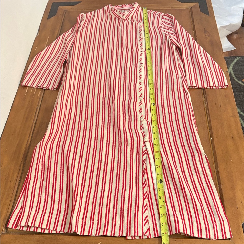 Raquel Allegra Red and Cream Duster Dress Size 2 - Picture 5 of 15